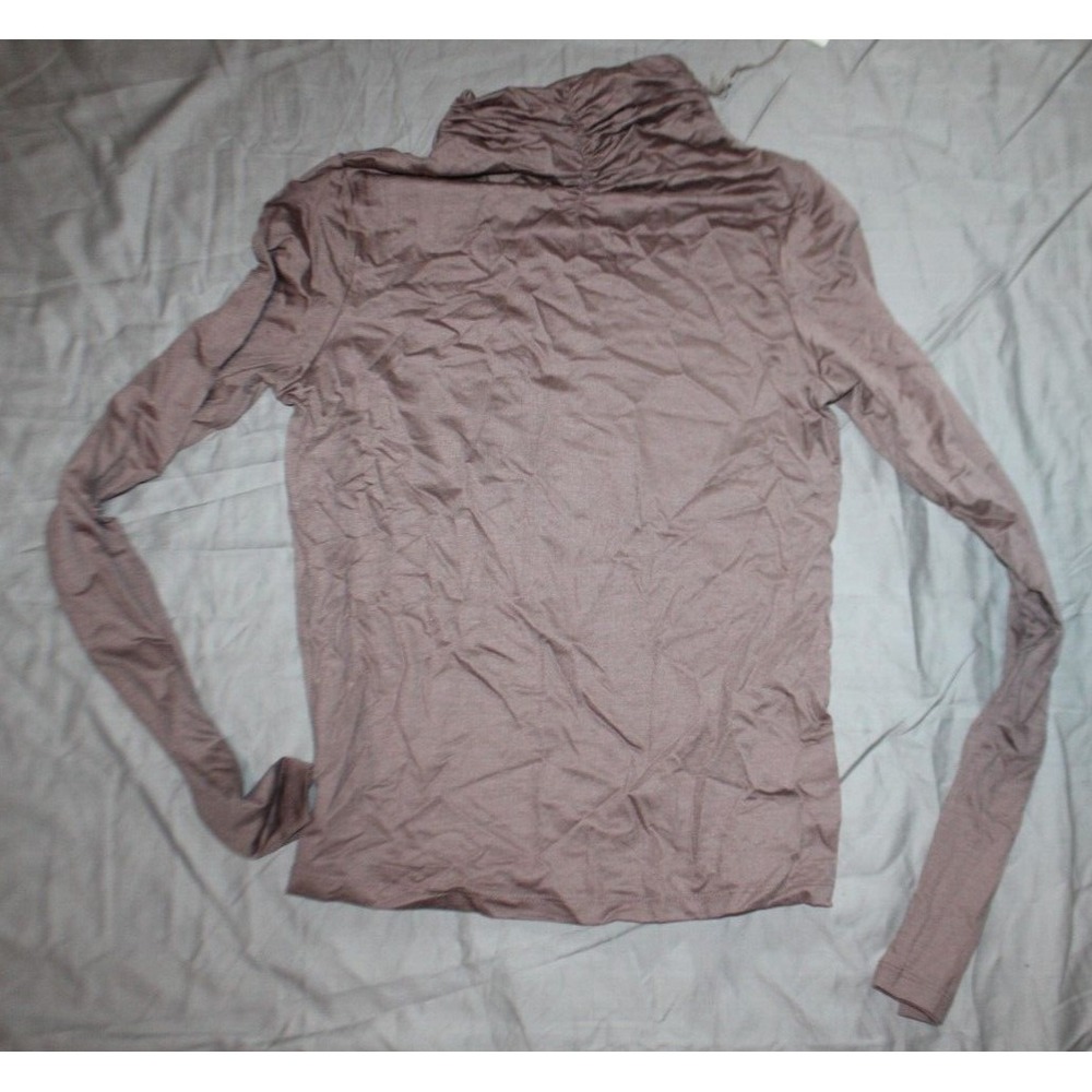 A New Day Women's T-Shirt Long Sleeve Ruched Mock Turtleneck Taupe Size XS